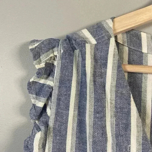 CLOTH & STONE Ruffle Sleeveless Crossover Romper Zuma Beach Stripe Size L Large - Picture 6 of 14
